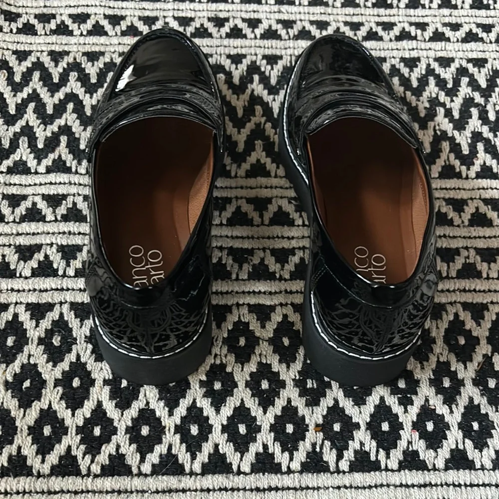 Franco Sarto Black Loafers Sleek Slip-Ons - Picture 4 of 5